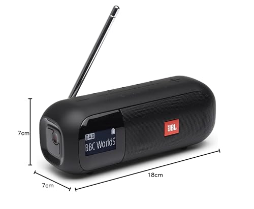 JBL Tuner 2, Tragbarer Bluetooth Lautsprecher mit DAB+/UKW, 12h Akku