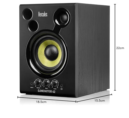 Hercules DJMonitor 42, 80W Aktive DJ-Lautsprecher, 4" Tieftöner, Bass-Reflex