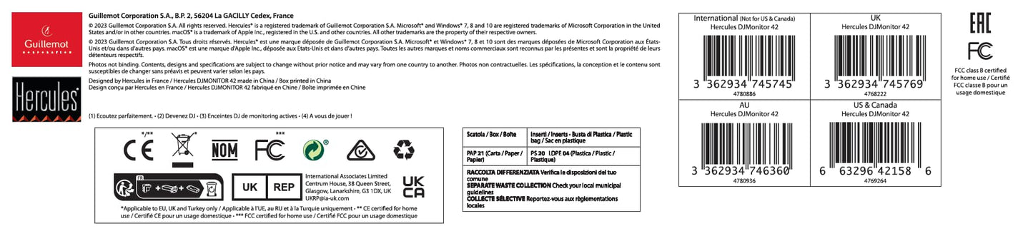Hercules DJMonitor 42, 80W Aktive DJ-Lautsprecher, 4" Tieftöner, Bass-Reflex