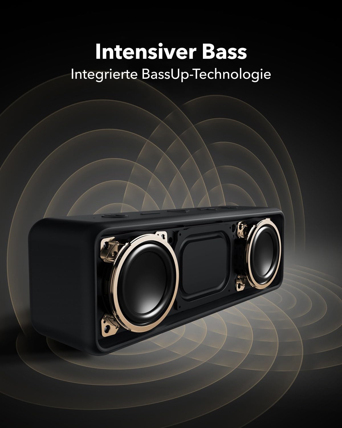 Anker SoundCore 2, Bluetooth Lautsprecher, IPX7, 24h Akku, Dual Bass, Schwarz