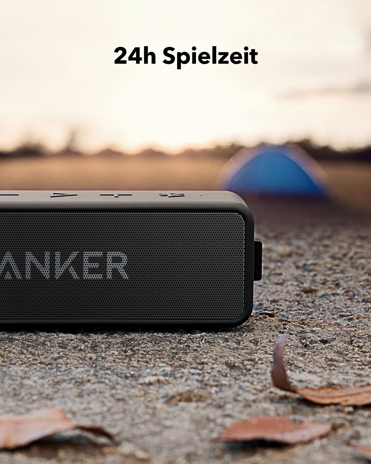 Anker SoundCore 2, Bluetooth Lautsprecher, IPX7, 24h Akku, Dual Bass, Schwarz
