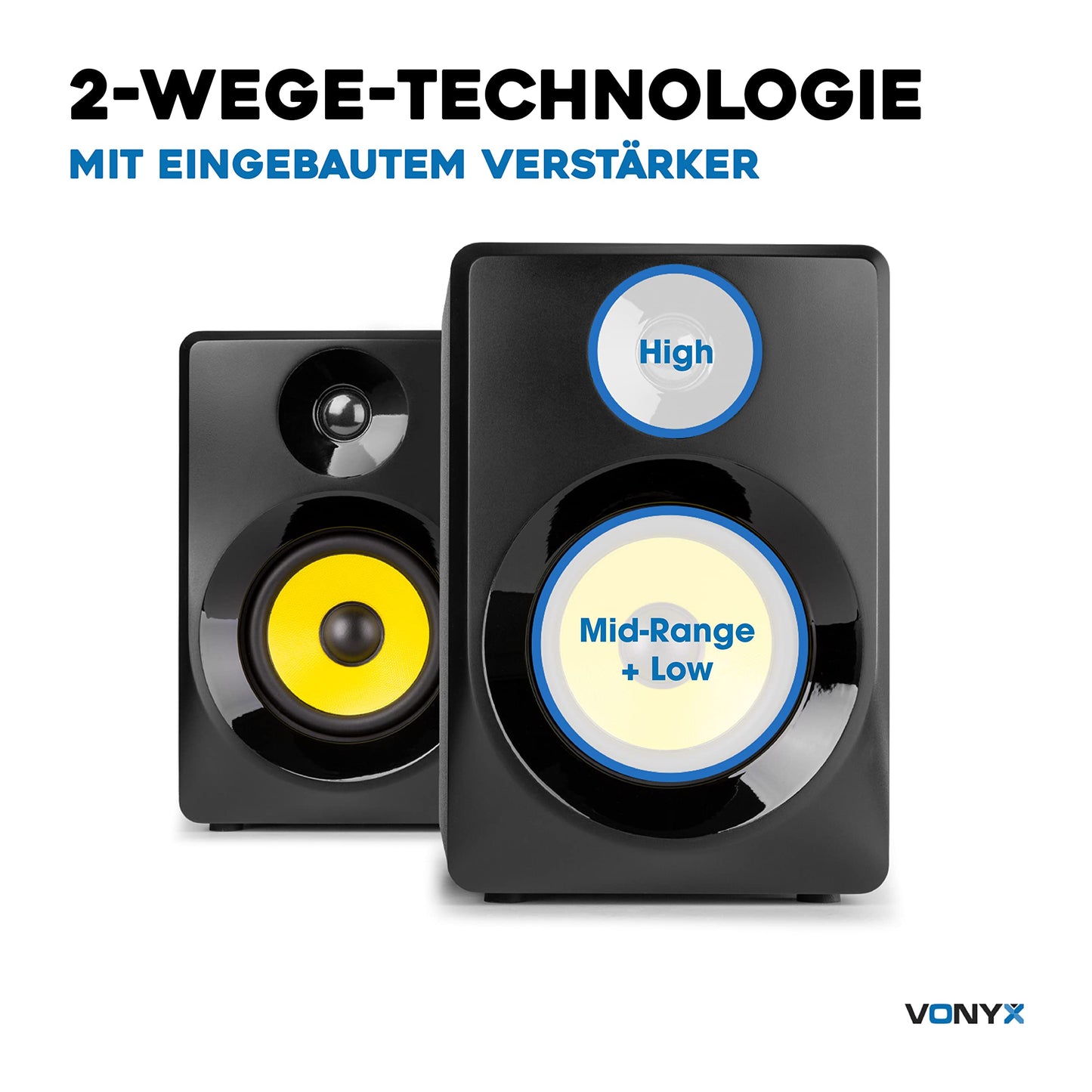 Vonyx SMN50B, 5" Aktiv Studio-Monitor, 140W, DJ & Home Studio, Schwarz