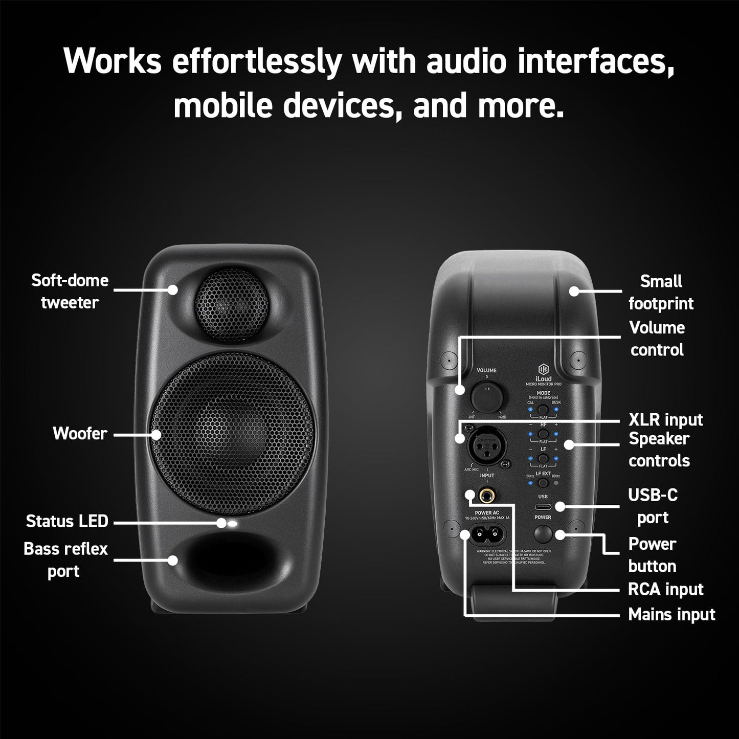 IK Multimedia iLoud Micro Monitor Pro, 2-Wege Studio-Monitor, Paar, Schwarz