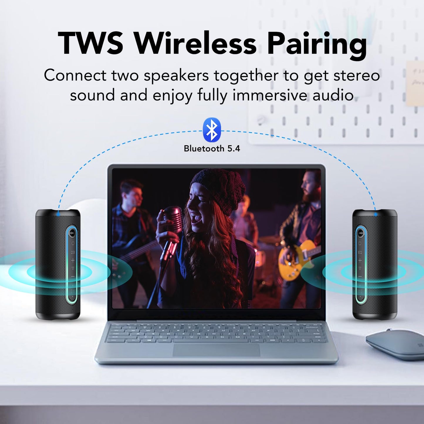 Bluetooth Lautsprecher 30h, IPX7, Dual Bass, TWS, Outdoor/Party, Schwarz