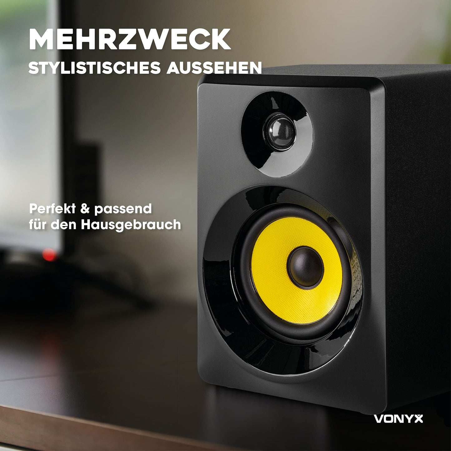 Vonyx SMN50B, 5" Aktiv Studio-Monitor, 140W, DJ & Home Studio, Schwarz