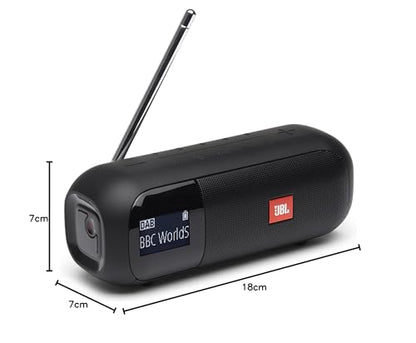 JBL Tuner 2, Tragbarer Bluetooth Lautsprecher mit DAB+/UKW, 12h Akku