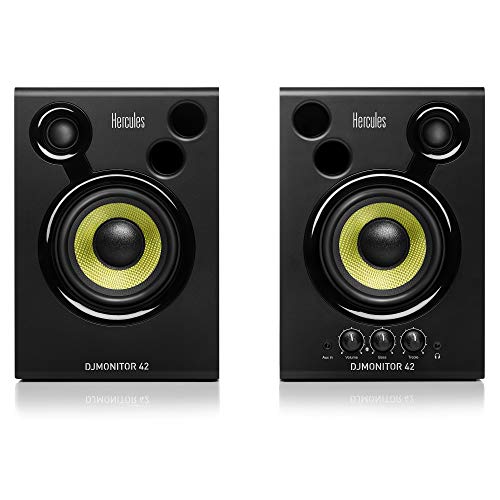 Hercules DJMonitor 42, 80W Aktive DJ-Lautsprecher, 4" Tieftöner, Bass-Reflex