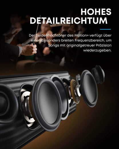 Soundcore Motion+, Bluetooth HiFi Lautsprecher, 30W, IPX7, 12h Akku, Schwarz