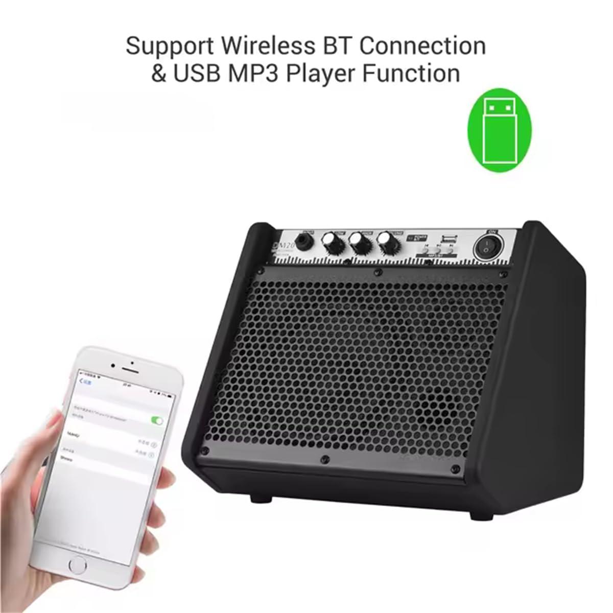 Coolmusic DM20 Bluetooth Monitor-Lautsprecher für E-Drums, Keyboard & Gitarre