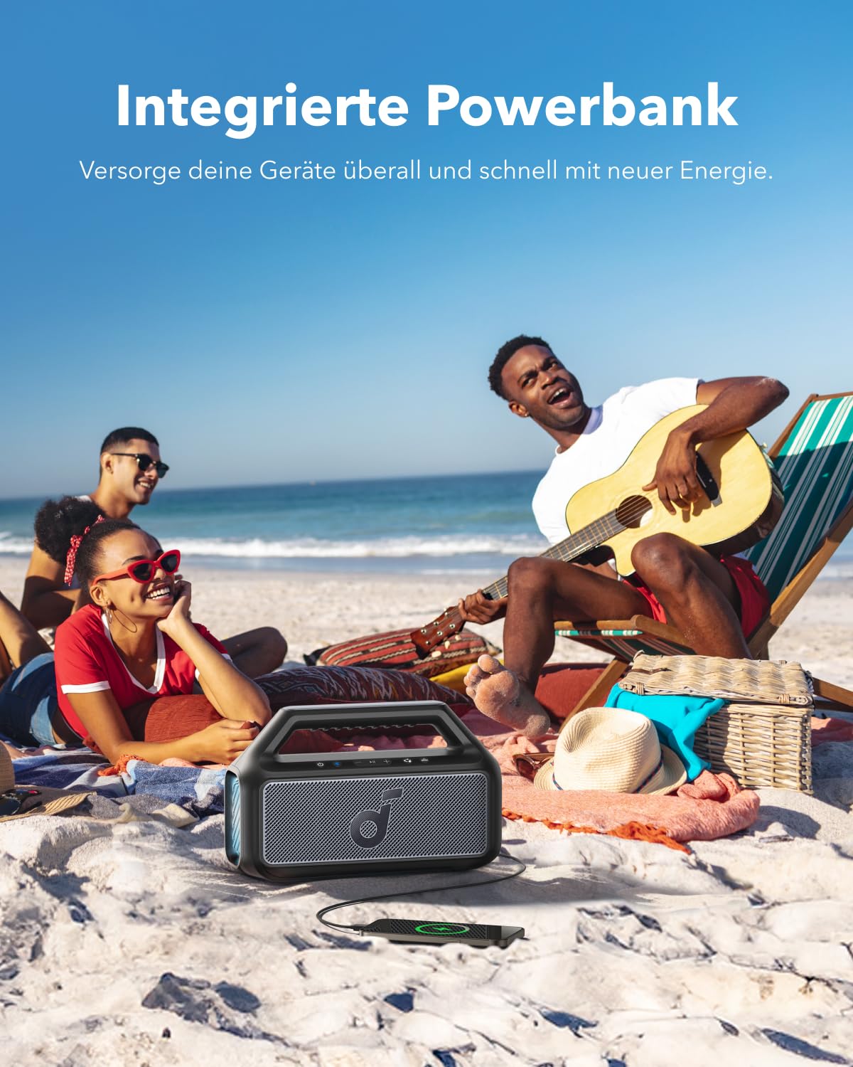 Soundcore Boom 2, 80W Outdoor Bluetooth Lautsprecher, IPX7, 24h Akku