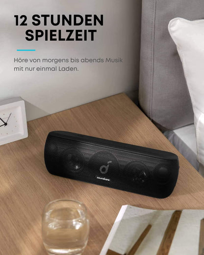 Soundcore Motion+, Bluetooth HiFi Lautsprecher, 30W, IPX7, 12h Akku, Schwarz