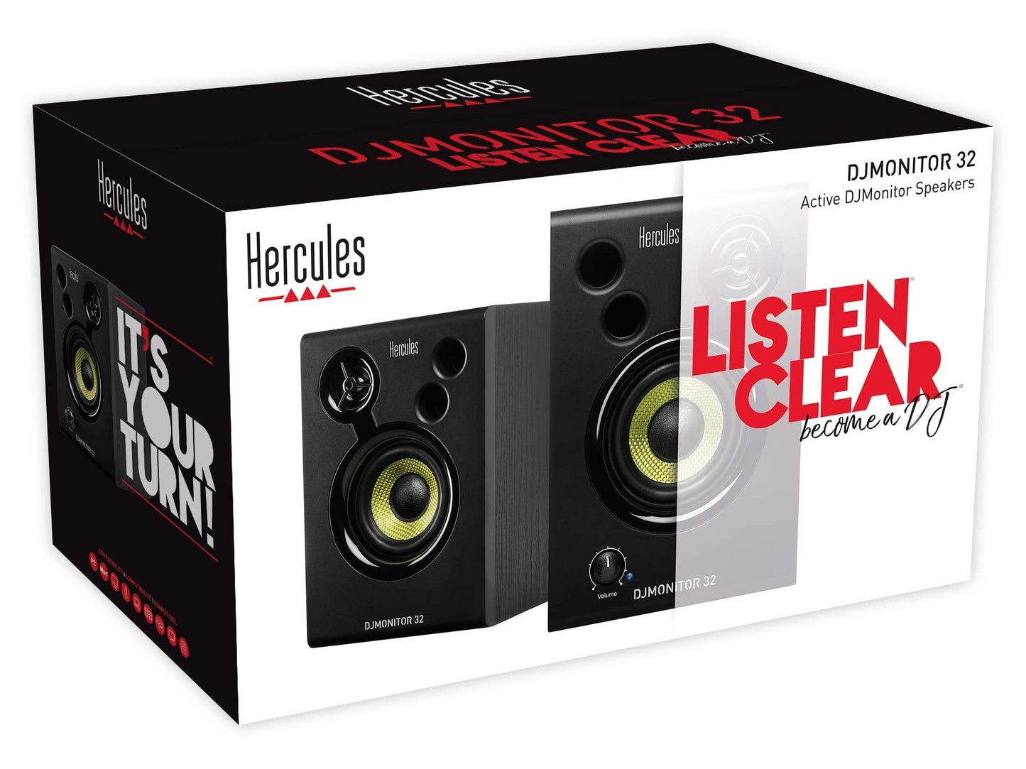 Hercules DJSpeaker 32 Party, 2x15W Aktive Lautsprecher mit Lichteffekten