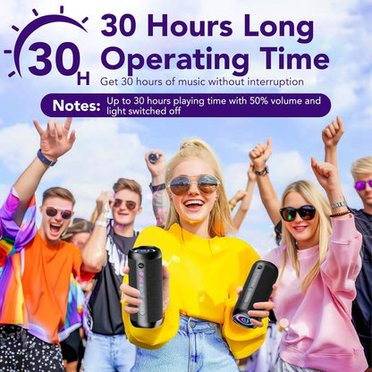 Bluetooth Lautsprecher 30W, IPX7, Akku 30h, RGB, TWS, Outdoor/Party