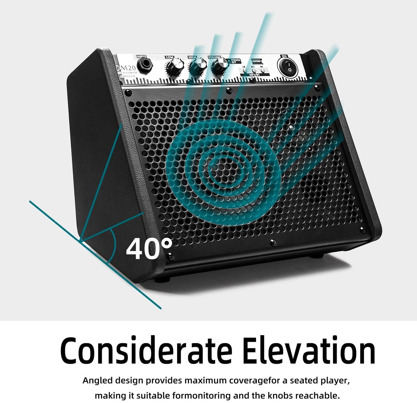 Coolmusic DM20 Bluetooth Monitor-Lautsprecher für E-Drums, Keyboard & Gitarre