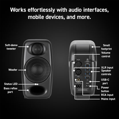 IK Multimedia iLoud Micro Monitor Pro, 2-Wege Studio-Monitor, Paar, Schwarz