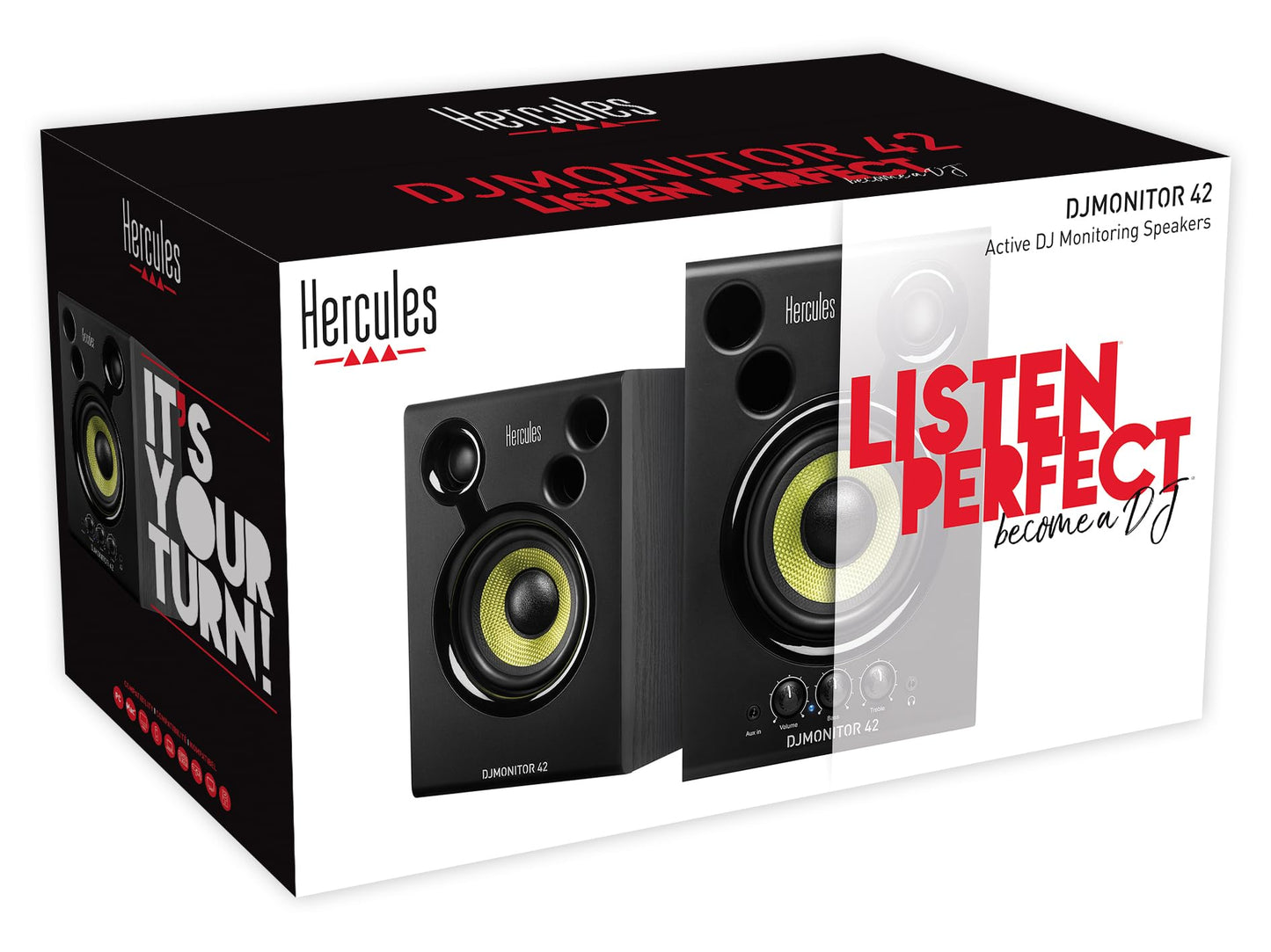 Hercules DJMonitor 42, 80W Aktive DJ-Lautsprecher, 4" Tieftöner, Bass-Reflex