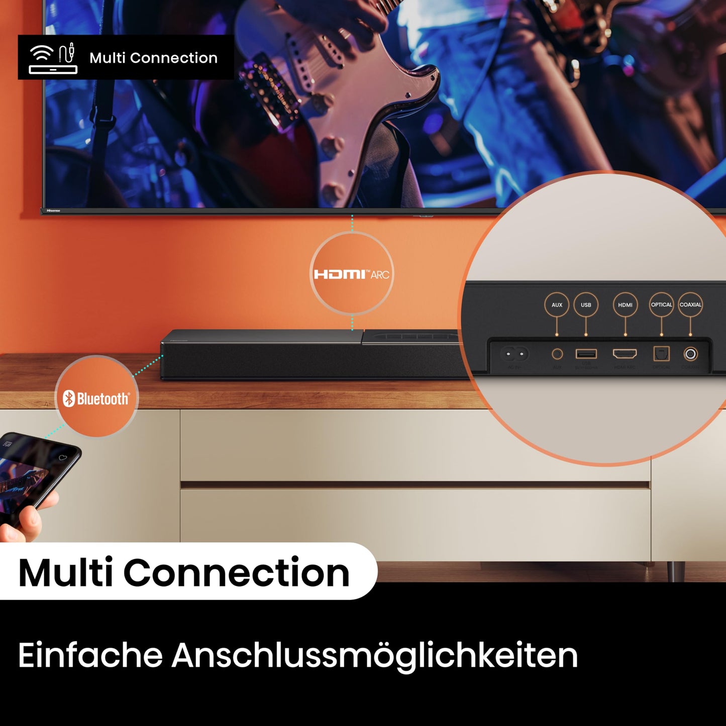 HS2000 2.1 Soundbar 240W, Subwoofer, Dolby Audio, DTS Virtual:X