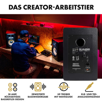 M-Audio Forty Eighty, 8" Studiomonitor, 150W, DSP, EQ, Bluetooth