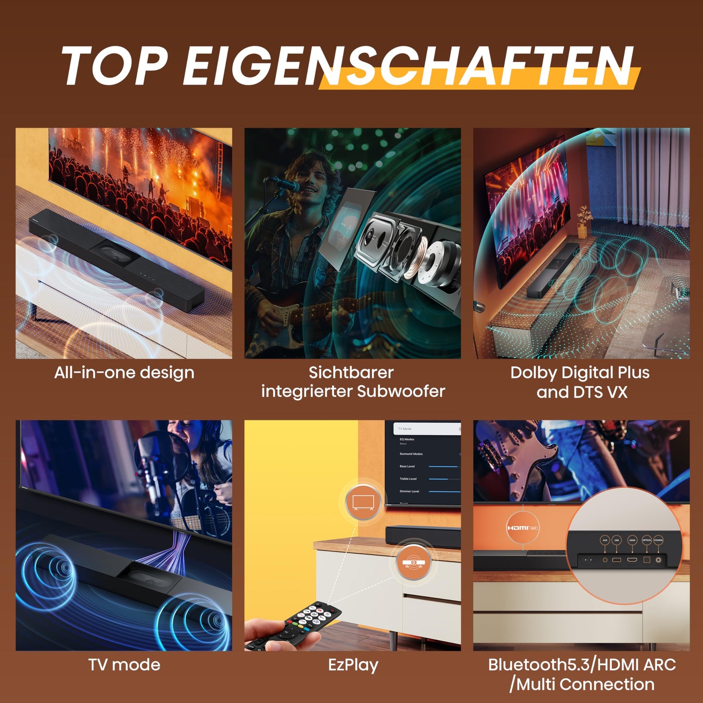 HS2000 2.1 Soundbar 240W, Subwoofer, Dolby Audio, DTS Virtual:X