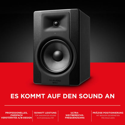 M-Audio BX8 D3, 2-Wege Aktiv Studiomonitor, Musikproduktion & Mixing, 1 Stück