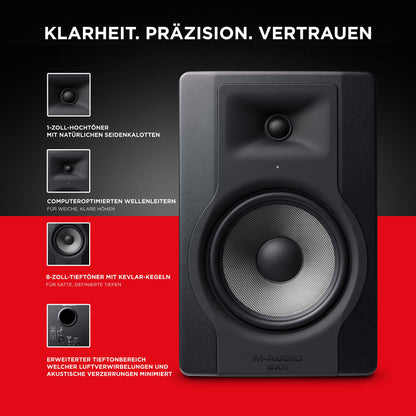 M-Audio BX8 D3, 2-Wege Aktiv Studiomonitor, Musikproduktion & Mixing, 1 Stück